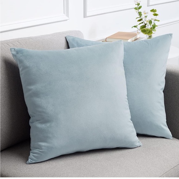 Other - Velvet Throw Pillow COVERS, light blue, Set of 2